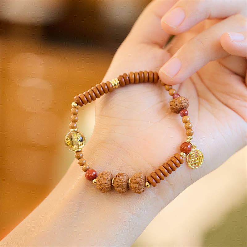 Om Mani Padme Hum Armband Bodhi Seed und schwarzer Onyx