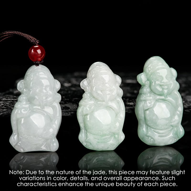 Natural Jade Caishen Ingot Necklace for Prosperity & Luck