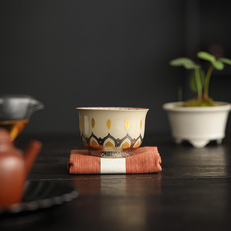 Chinesische Teetasse aus Keramik, 100 ml, Dunhuang, Tausend Buddhas