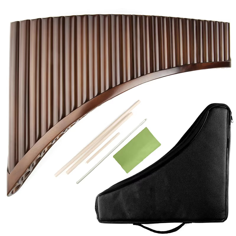 Handmade Brown Panflute for Musical Instruments Chinese Traditional Woodwind Instrument, Pan Pipes G Key High Quality 25 Pipes