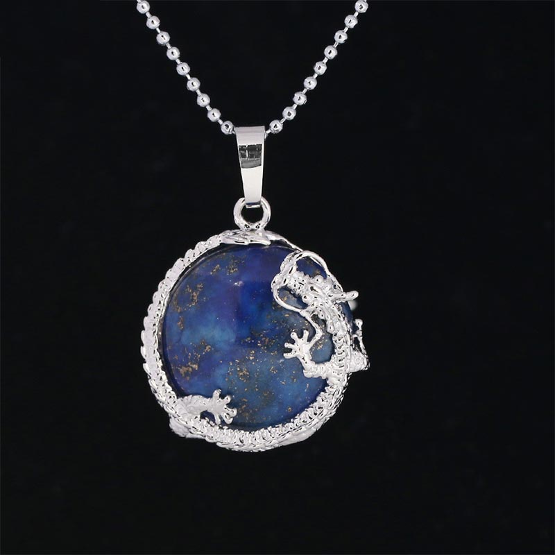Natural Quartz Crystal Dragon Necklace Healing Energy Pendant