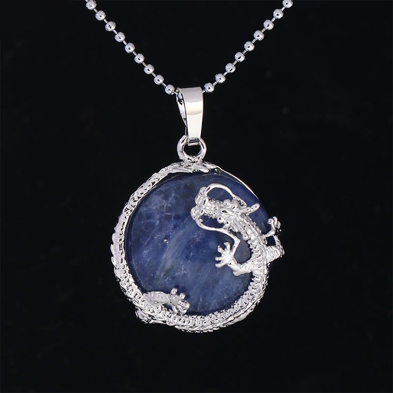 Natural Quartz Crystal Dragon Necklace Healing Energy Pendant