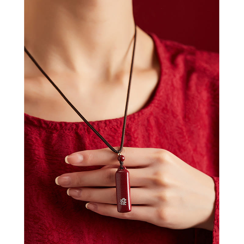 Chinese Zodiac Cinnabar Protection Necklace Pendant