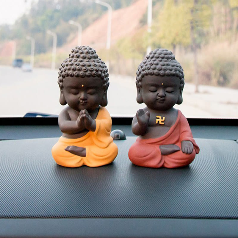 Small Purple Clay Buddha Statue for Home Serenity