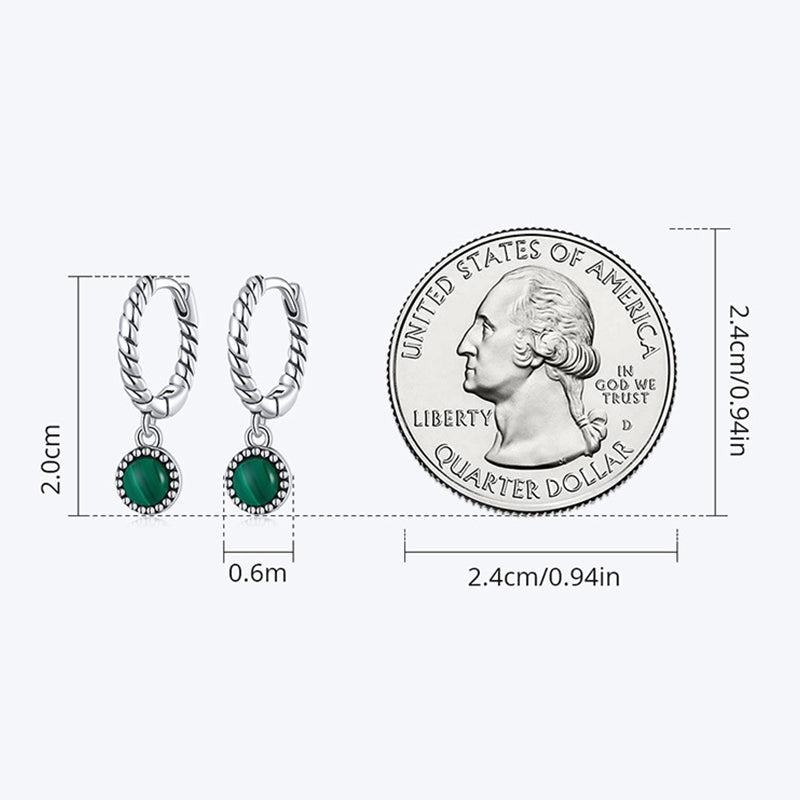 925 Sterling Silver Malachite Anti-Anxiety Drop Earrings