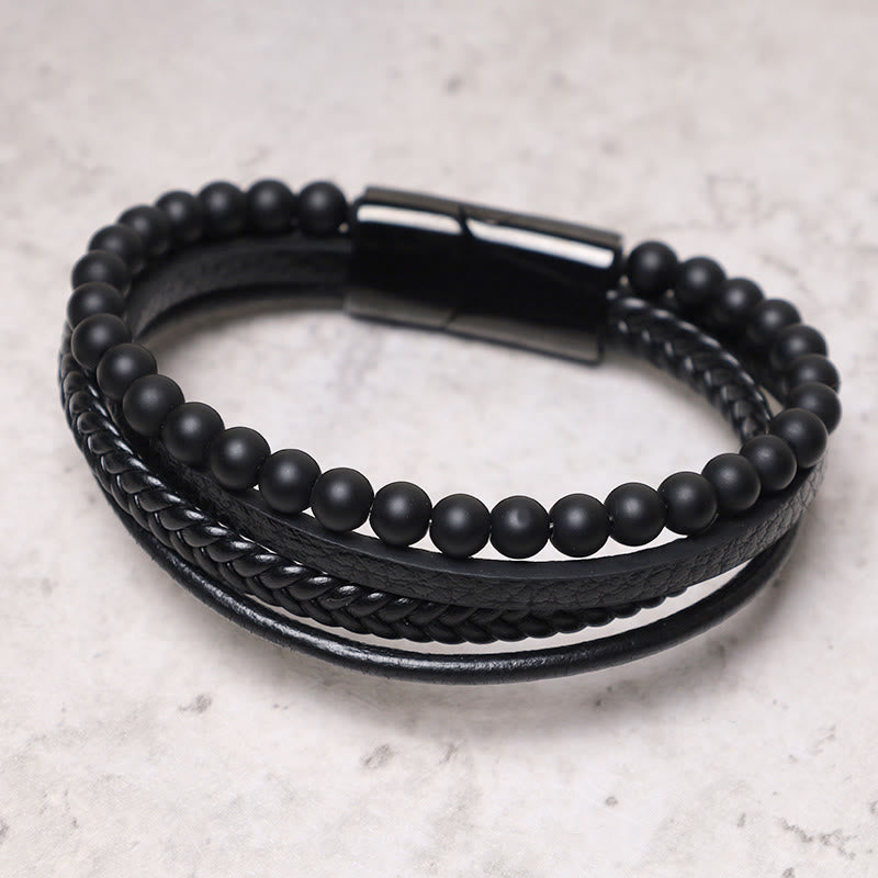 6mm Lava Rock Black Onyx Spiritual Bracelet for Protection