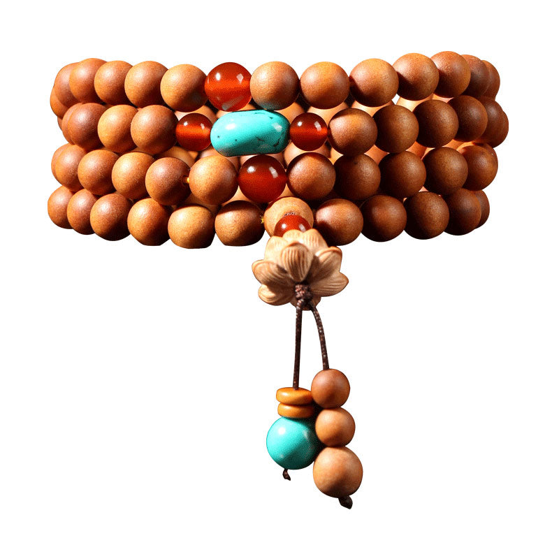 8mm Sandalwood Lotus Enlightenment Charm Bracelet