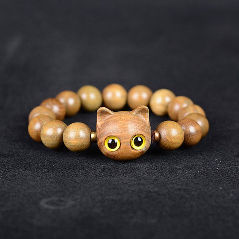 Ebony Wood Cat Balance Bracelet for Spiritual Protection