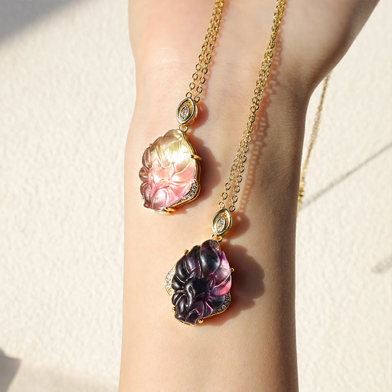 20mm Fluorite Nine-Tailed Fox Protection Necklace
