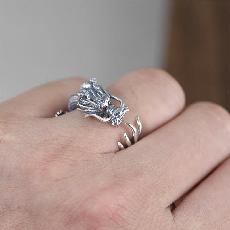 Dragon Ring in 925 Sterling Silver for Luck & Success
