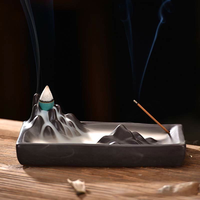 Ceramic Mountains Flowing Water Backflow Incense Burner