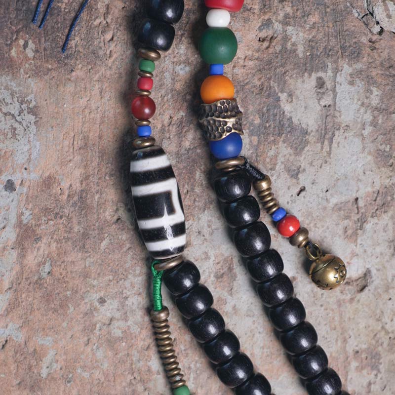 108 Beads Ebony Wood Balance Mala Bracelet for Meditation