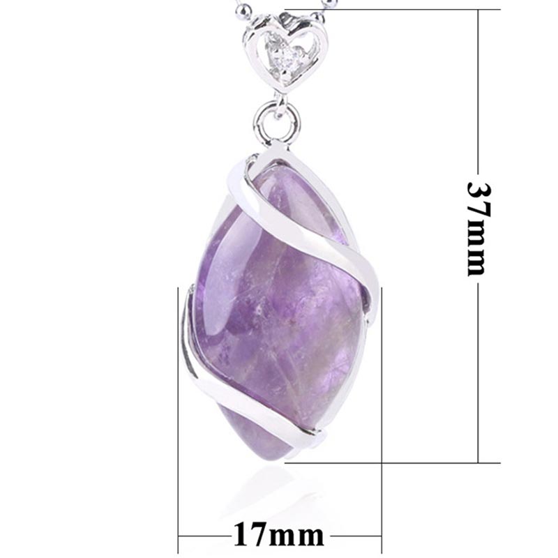 Amethyst Necklace with Natural Marquise Crystal Pendant