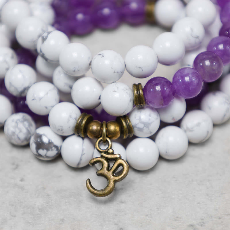 108 Beads Amethyst White Turquoise Healing Bracelet