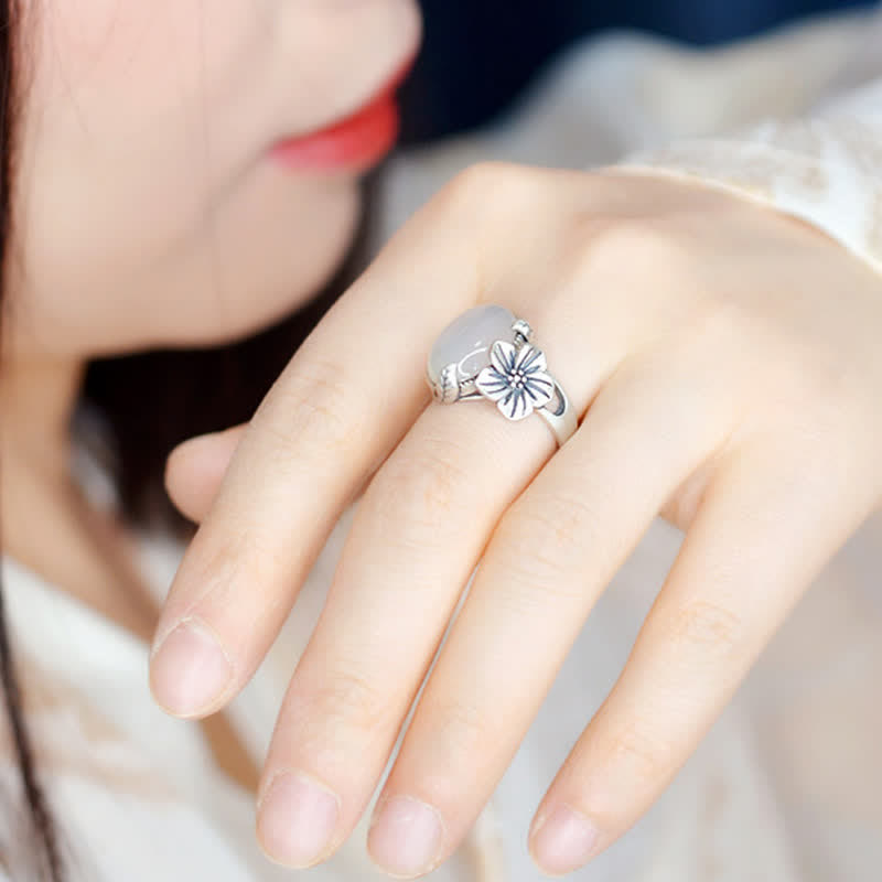 990 Sterling Silber Chalcedon Pflaume Positive Harmonie Ring