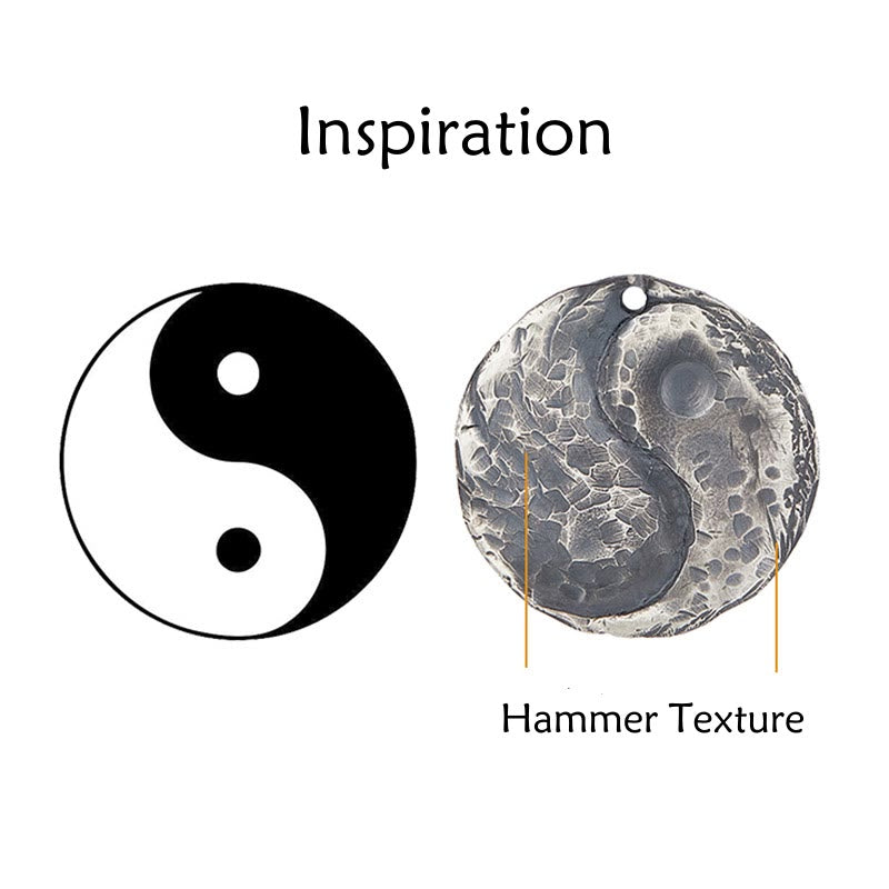 990 Sterling Silver Yin Yang Hammer Texture Harmony Necklace