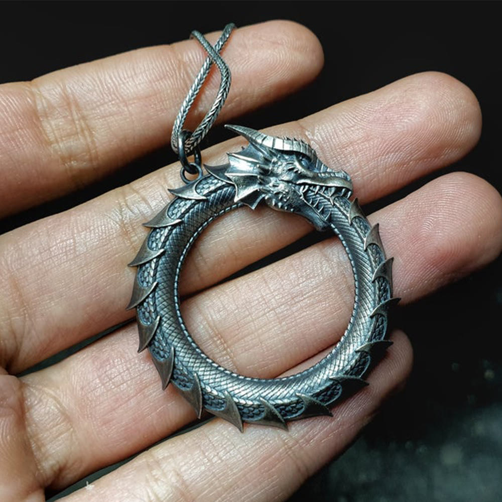 Pure Tin Dragon Protection Necklace | Strength & Luck Symbol