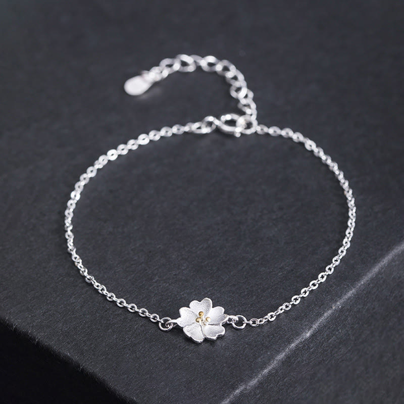 925 Sterling Silver Cherry Blossom Blessing Spiritual Bracelet