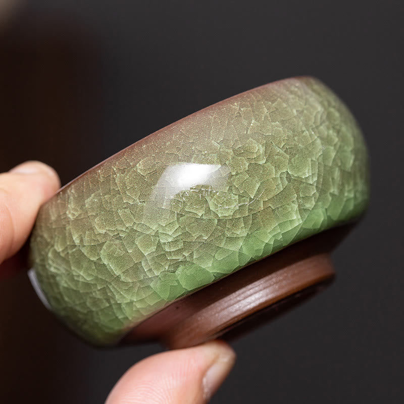 7 cm Keramik Grün Ice Crack Jian Zhan Teetasse für Teeritual