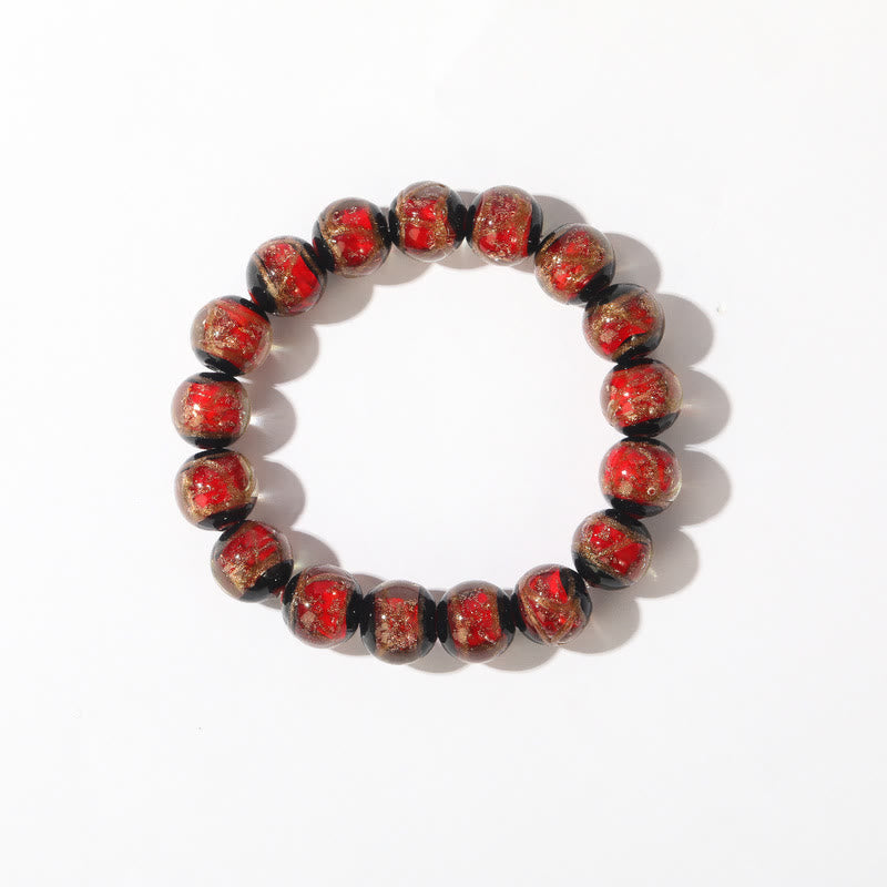 Multicolored Liuli Glass Bead Spiritual Bracelet 8mm