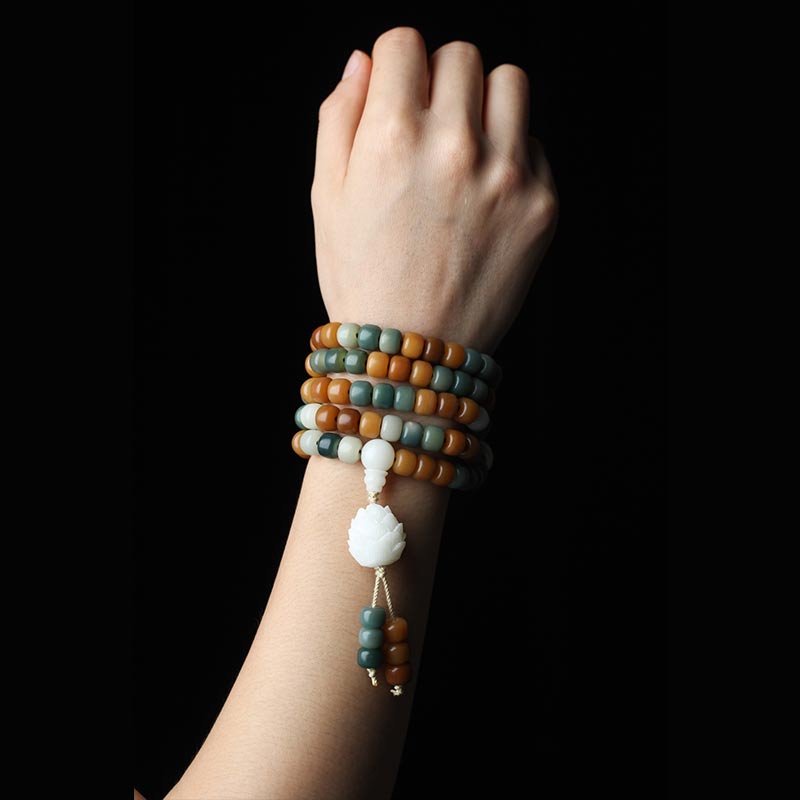 7*9mm Unisex Lotus Mala Harmonie Armband Halskette