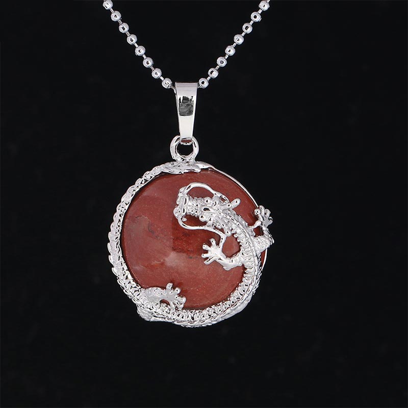 Natural Quartz Crystal Dragon Necklace Healing Energy Pendant