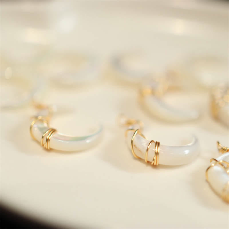 Tridacna Stein Halbmond Spirituelle Halskette Anhänger