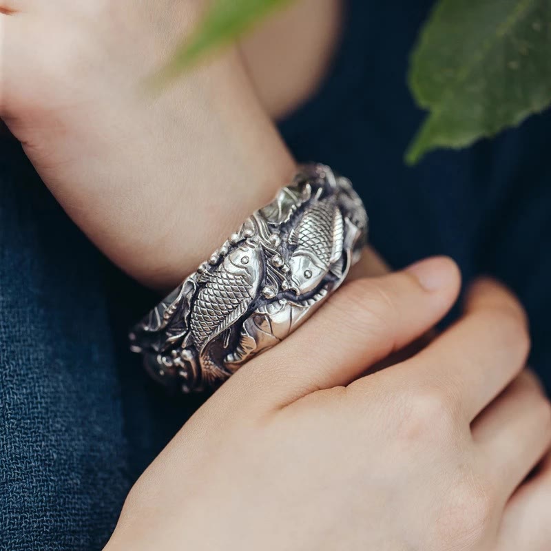 Copper Plated Silver Koi Fish Luck Prosperity Bracelet