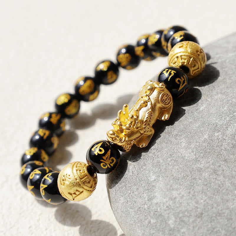 12mm Obsidian FengShui PiXiu Wealth Bracelet Unisex