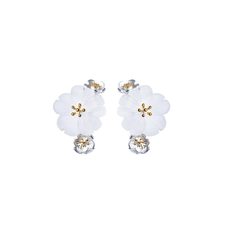 925 Sterling Silver Plum Blossom Spiritual Earrings for Protection