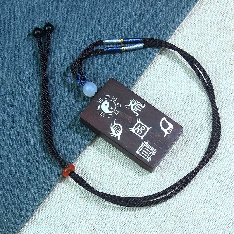 Sterling Silver Yin Yang Necklace with Red Sandalwood | Protection