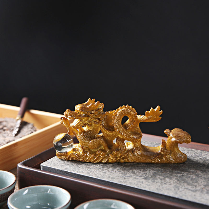 Farbwechselnde chinesische Drachenfigur aus Kunstharz für Glück und Erfolg