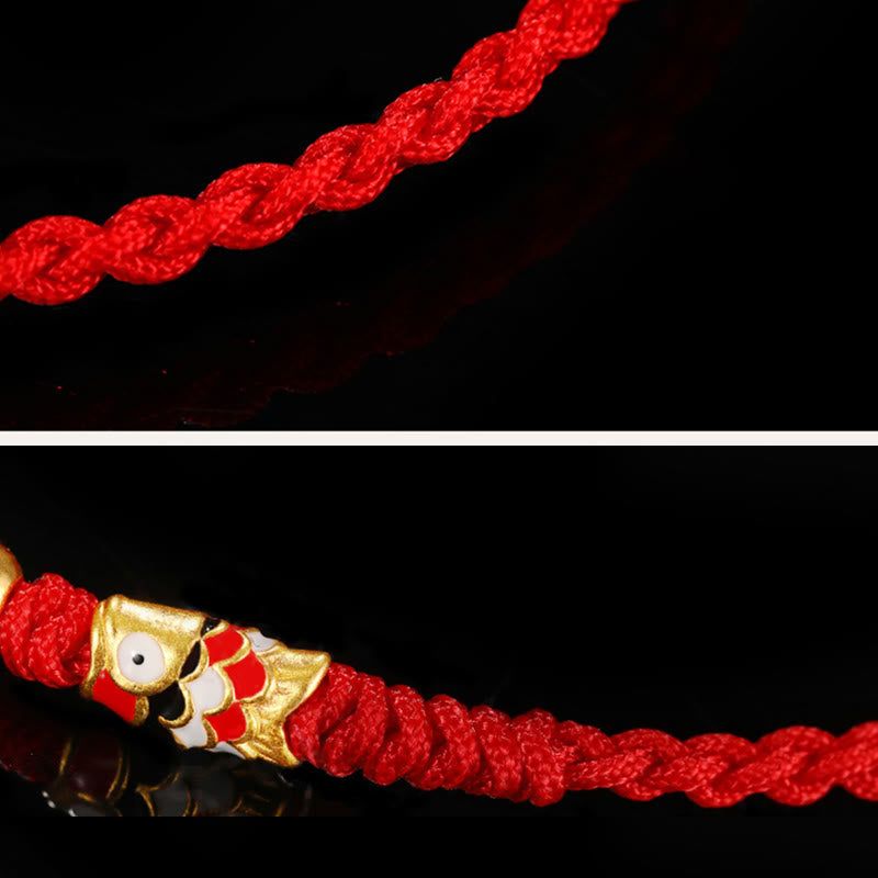 Unisex Red 999 Gold Koi Fish Luck Bracelet for Protection