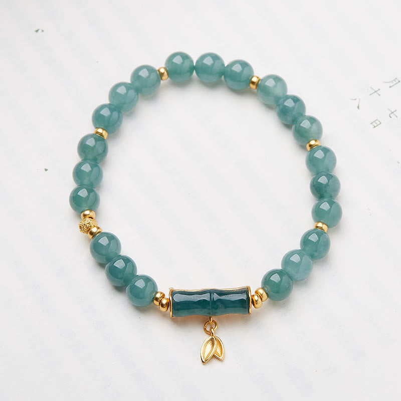 7mm Jade Glücksbringer Armband | Sterling Silber vergoldet