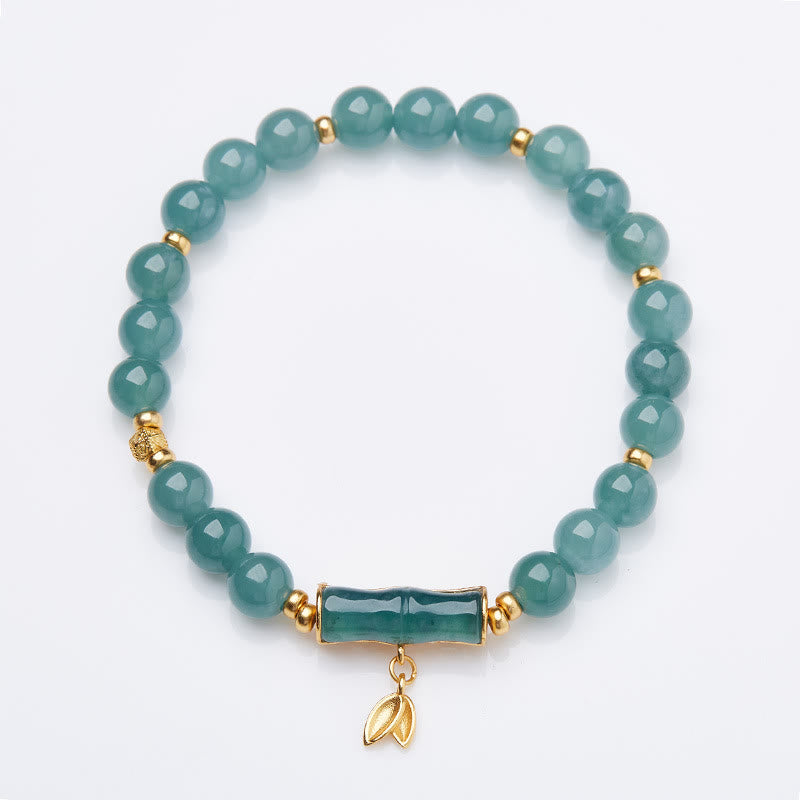 7mm Jade Glücksbringer Armband | Sterling Silber vergoldet