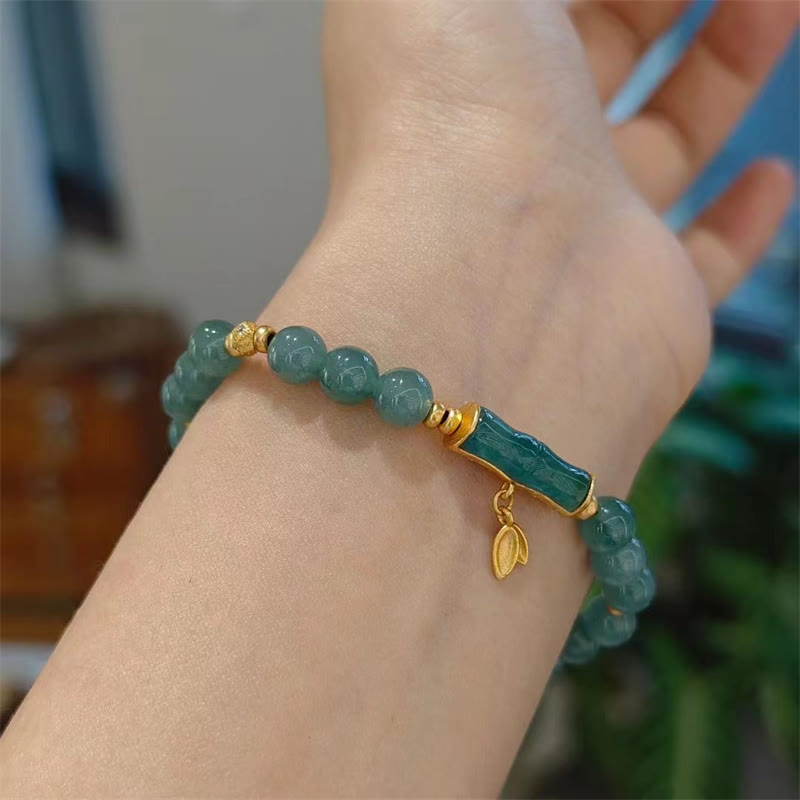 7mm Jade Glücksbringer Armband | Sterling Silber vergoldet