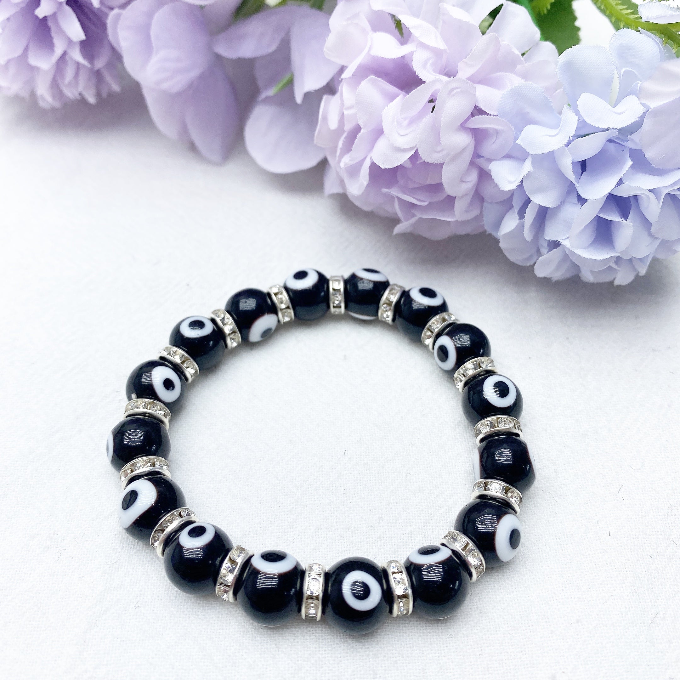 8-10mm Colored Crystal Evil Eye Protection Bracelet