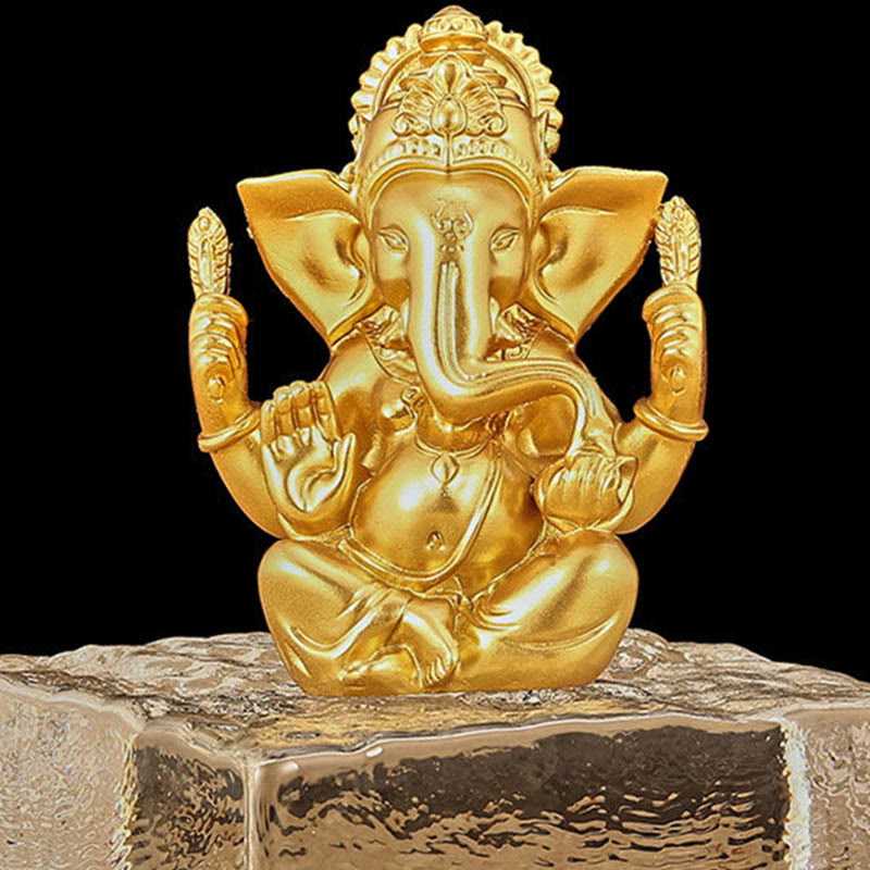 8,5 cm große goldene Ganesh-Statue für die spirituelle Transformation zu Hause