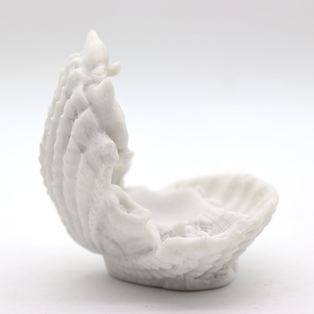 8.6cm Shell Shape White Resin Crystal Sphere Stand