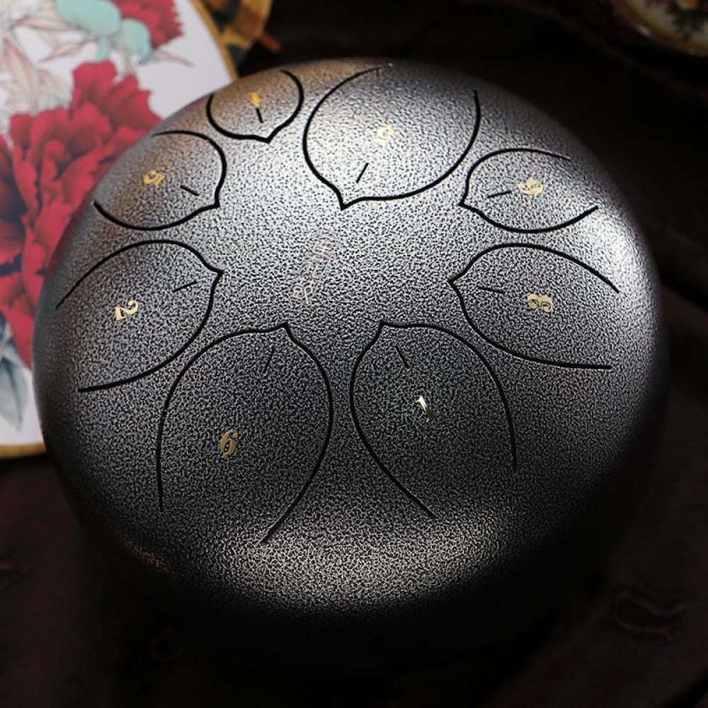 8’ Carbon Steel Tongue Drum F Key 8 Tones - 12 Colors - 8 Inches/8 Notes (F Key) / Floral Silver