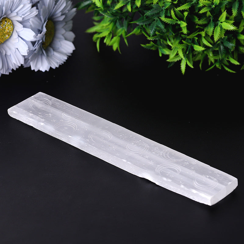 8 inch Selenite Wand with Moon Pattern