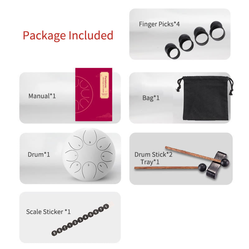 8-töniges Steel Tongue Drum Kit für Meditation und Klangheilung