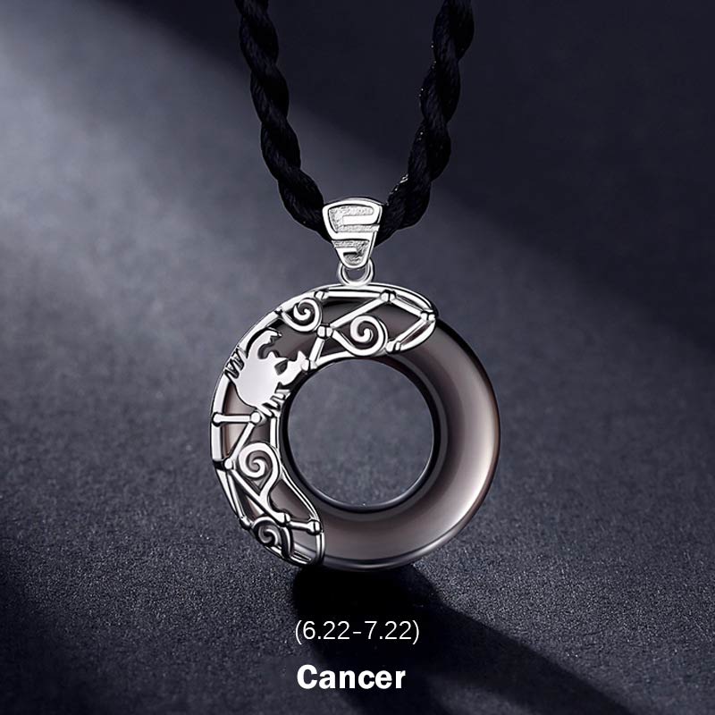 Ice Obsidian Zodiac Pendant Necklace | 12 Constellations Blessing