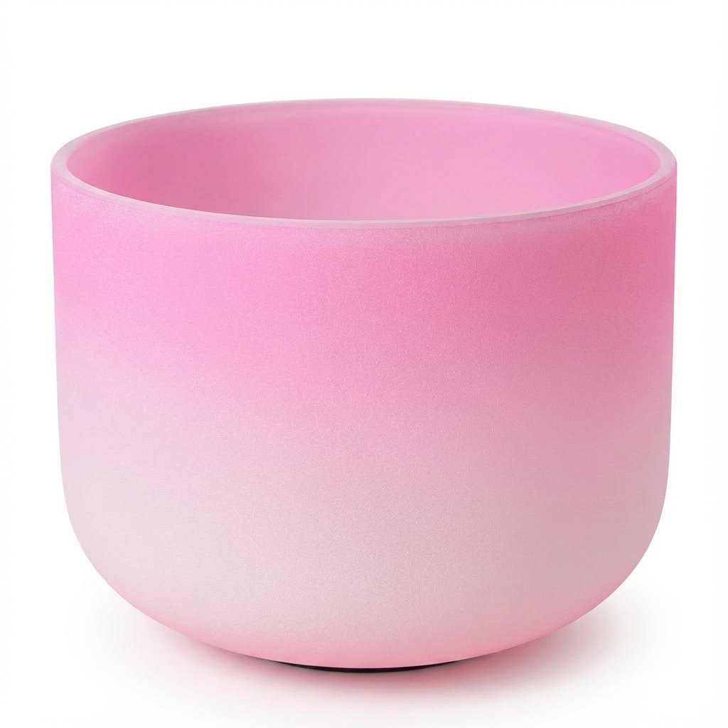 Herzchakra-Klangschale aus Quarzkristall mit F-Note