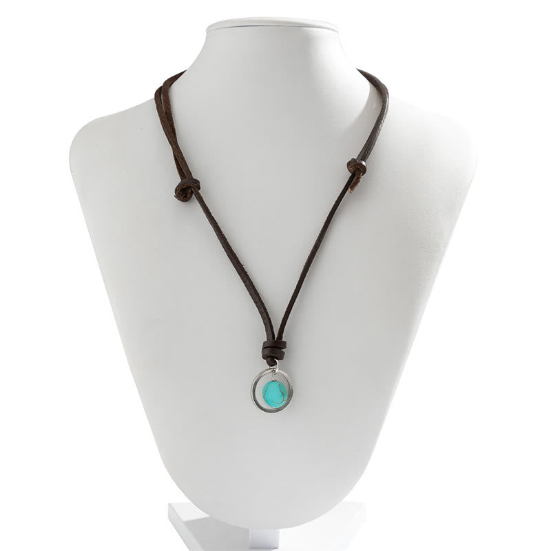 Round Turquoise Protection Strength Necklace Pendant