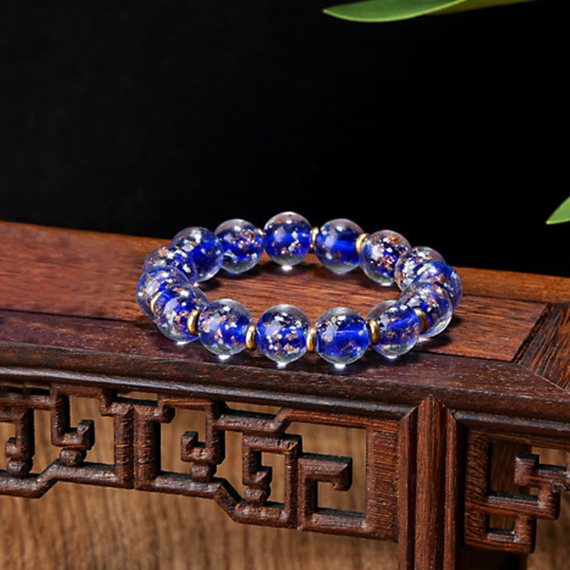 Gold Swallowing Beast Luminous Liuli Glass 12mm Bracelet