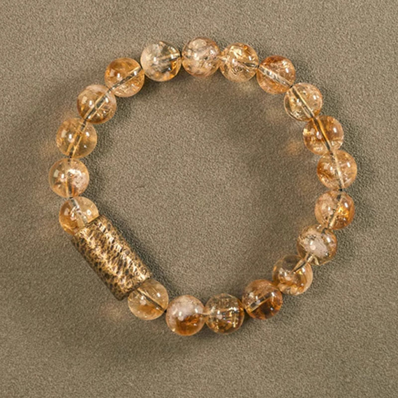 Natural Citrine Protection Bracelet with Brass Beads