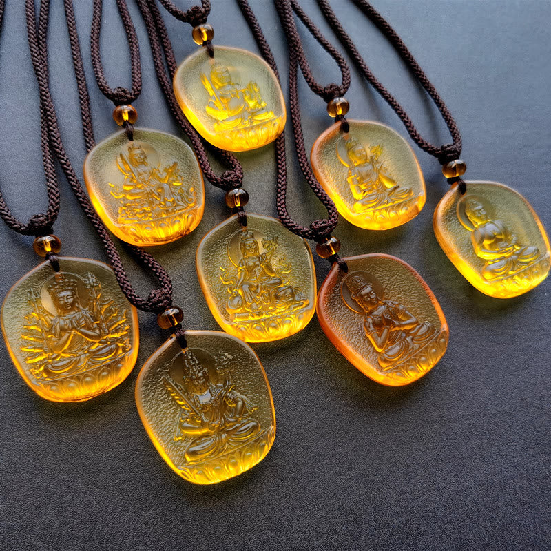 Chinese Zodiac Liuli Crystal Compassion Necklace Pendant