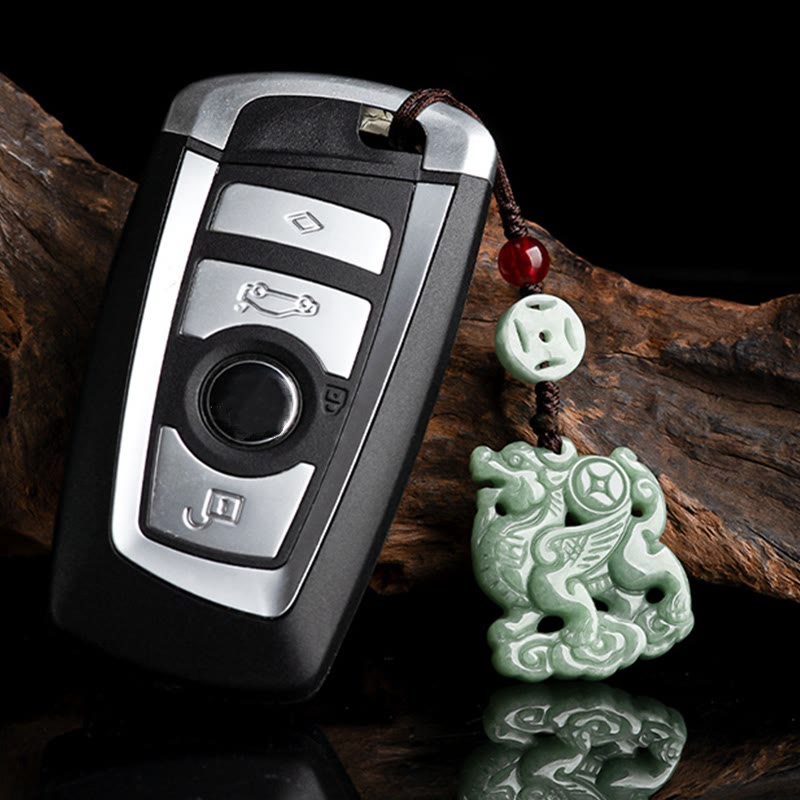 Natural Jade Kirin Prosperity Hanging Decoration for Phone