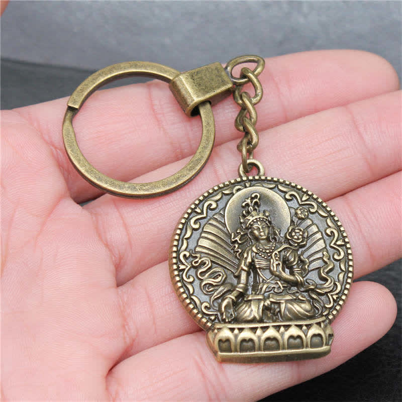 Compassion Serenity Buddha Keychain in Bronze or Silver Alloy